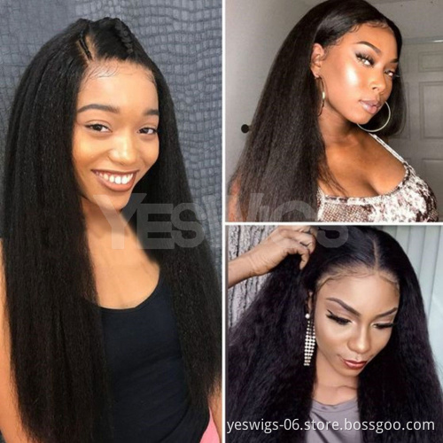 Cheap Wholesale Yeswigs Kinky Yaki Straight Lace Frontal Wig Raw Brazilian Virgin Human Hair Transparent Hd Full Lace Front Wig